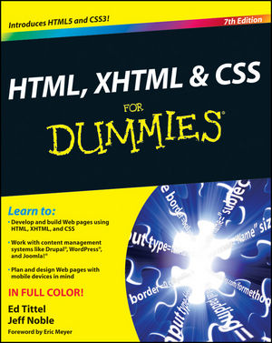 HTML, XHTML & CSS For Dummies Book Cover Image