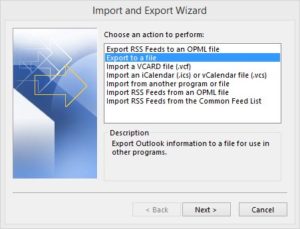 Use Outlook's built-in export tool to save a copy of your contacts before installing iCloud.