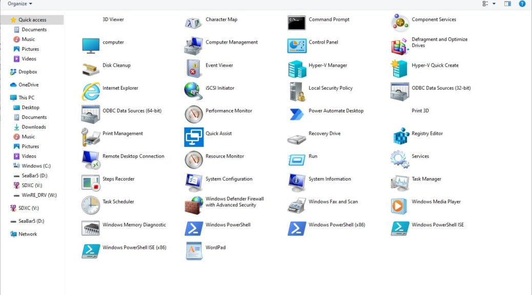 20H2 Builds Bring Windows Tools Folder