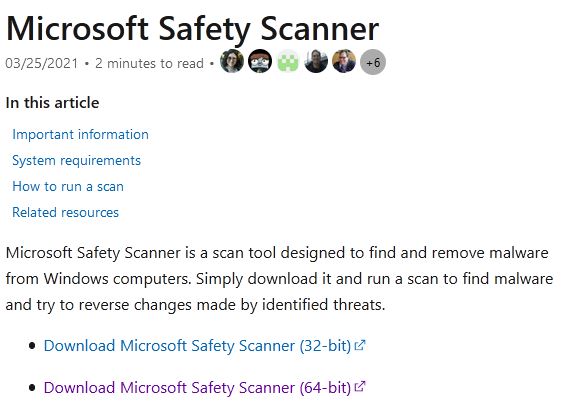 Launch screen appears first when Using Microsoft Safety Scanner