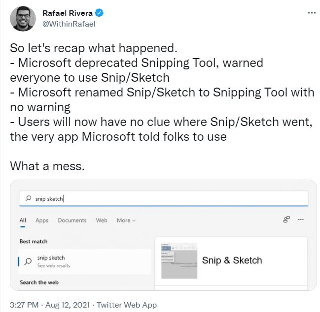 Windows 11 Gets Snipping Tool Makeover.rivera-tweet