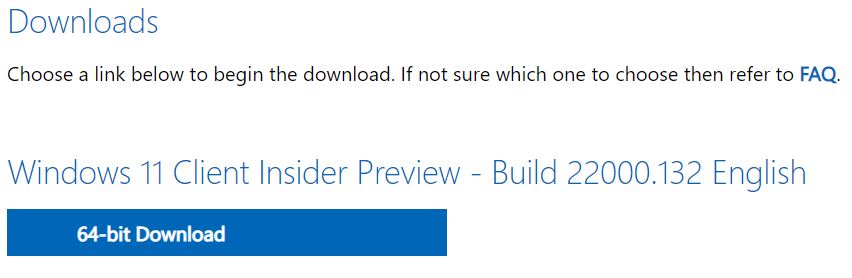 First Windows 11 ISOs Now Available.button