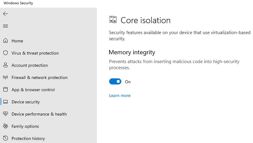 Windows Memory Integrity Now Covers Device Drivers