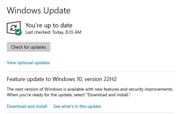 Windows 10 WU Offers 22H2 Upgrade