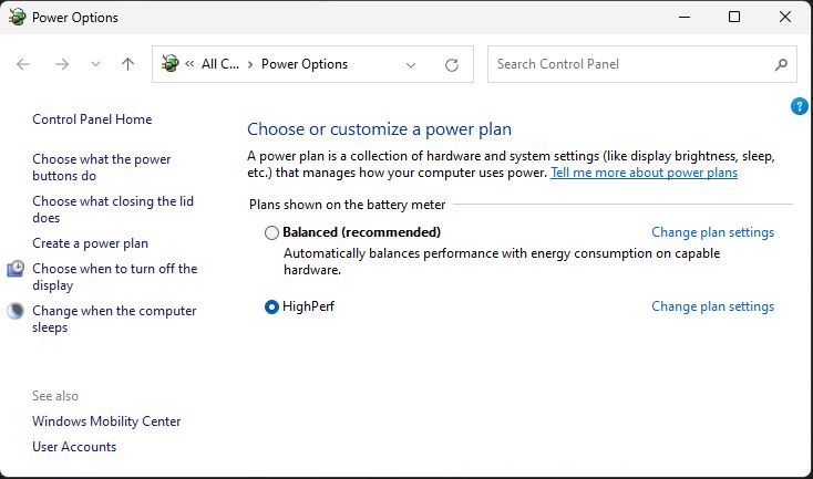 Windows 11 Power Options Oddity