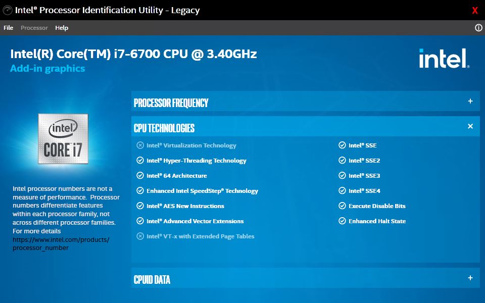 Updating Intel Processor ID Utility.CPU-tech
