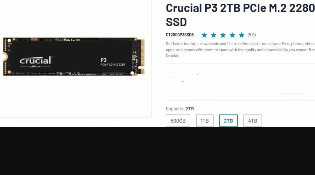 CRUCIAL P3 SSD M2 MVNE 2TO