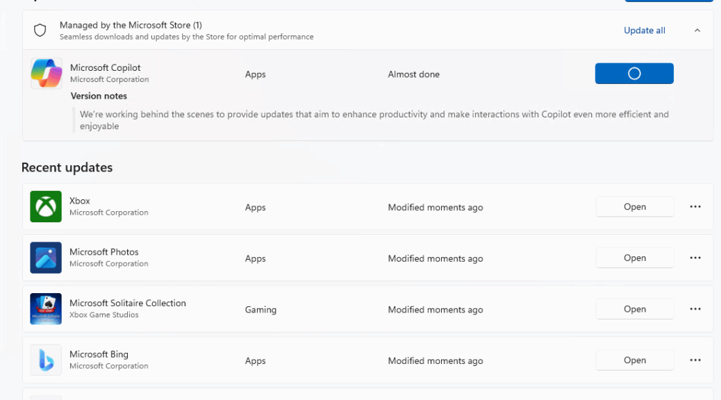 24H2 Install Includes Up-to-date Store Apps