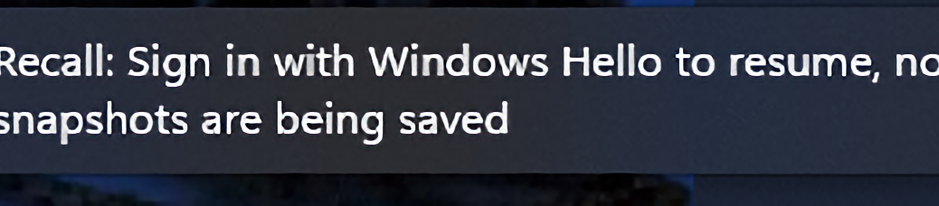 Notification Reveals RDP Recall Gotcha