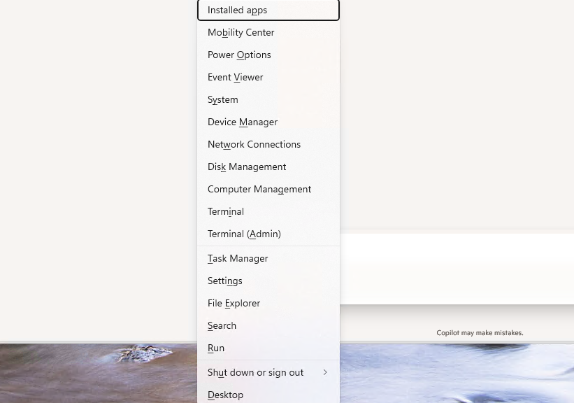 Fixing WinKey+X Menu Change