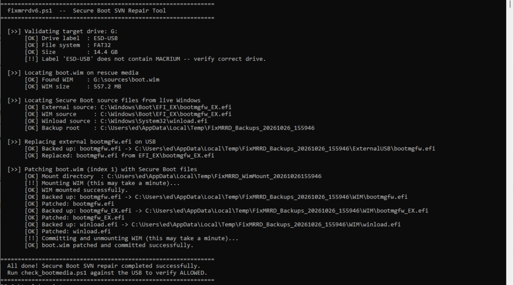 Scripting Macrium Rescue Disk Repair