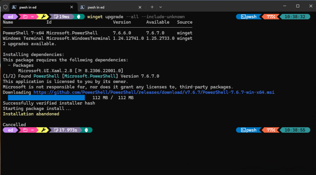 Powershell Update Goes Sideways