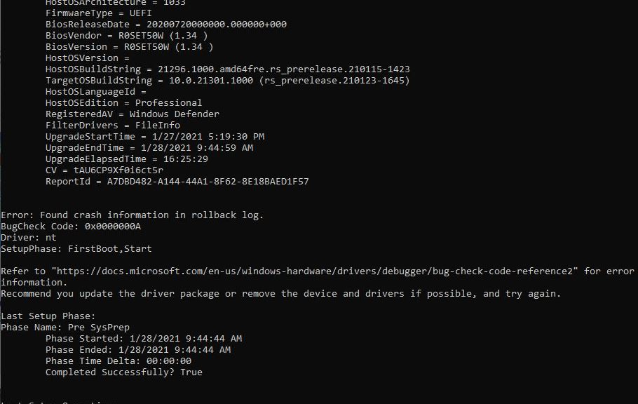 SetupDiag.exe Unveils Upgrade Gotchas in the results log (shown).