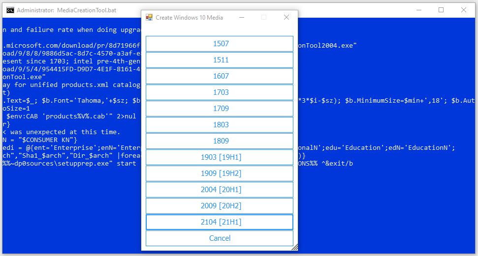 MediaCreationTool.bat Gets 21H1 Update