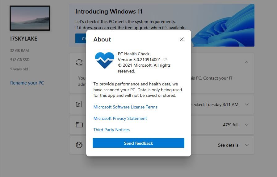 Windows 11 PC Health Check Publicly Available> new version, too.