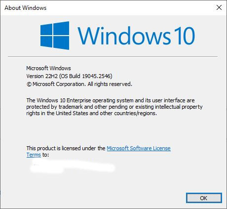 Win10 Enterprise Image Repair Mismatch