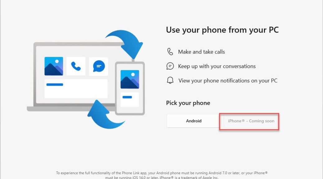 MS Phases iPhone Support into Phone Link