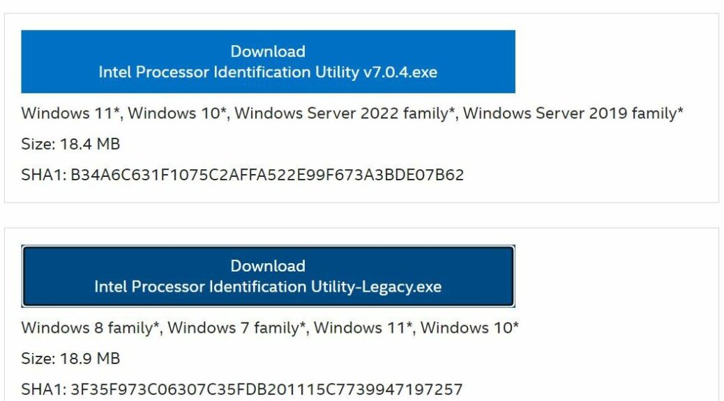 Updating Intel Processor ID Utility