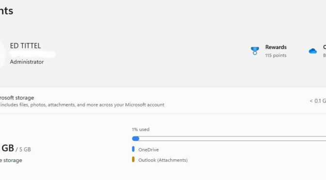 Windows 11 Beta Shows OneDrive Holdings in Settings --> Accounts. Handy, especially for those who use it to synch files across PCs (not me).