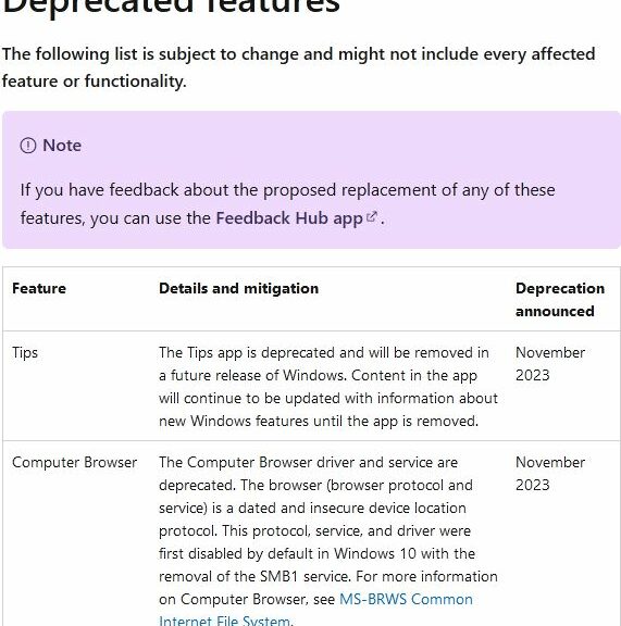November Windows 11 Deprecation Includes Tips