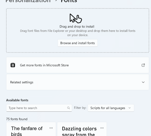 Font Handling Works Through Settings