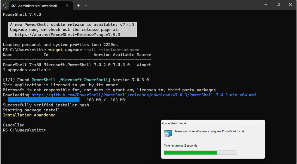 PowerShell Auto-Upgrade Abandonment Issue