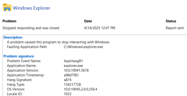 Explorer AppHangB1 AppHang81 Gotcha