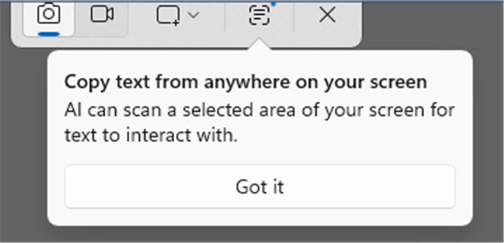 Snipping Tool Text Extractor Rollout
