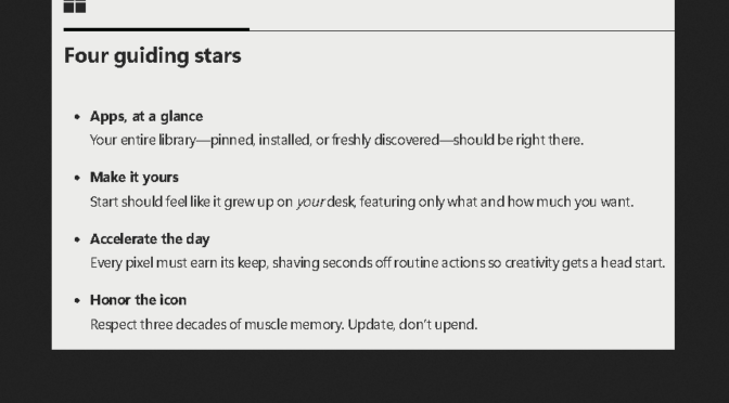 Windows Start Soliloquy Gets Fanciful