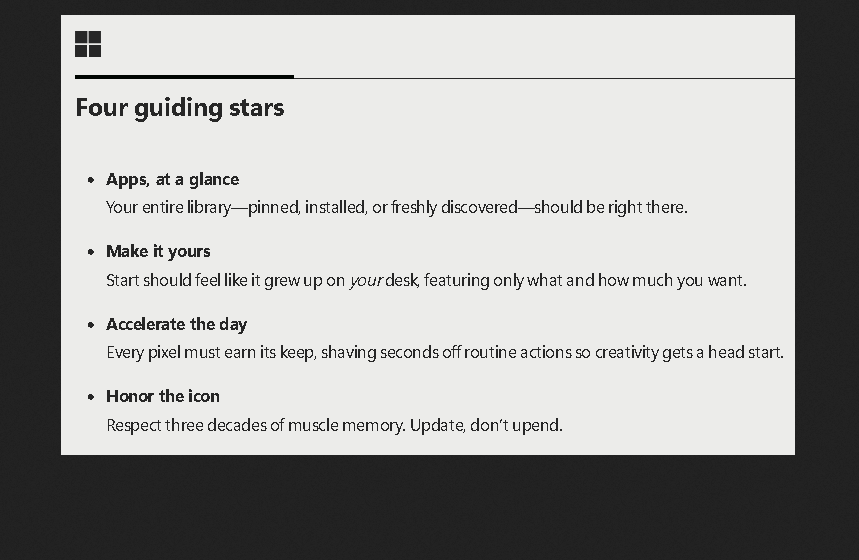 Windows Start Soliloquy Gets Fanciful
