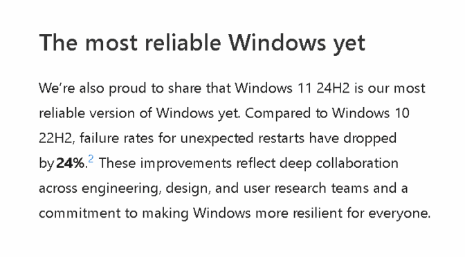 24H2 Most Reliable Windows Yet