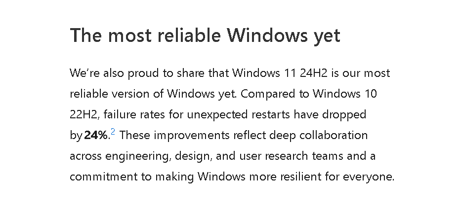 24H2 Most Reliable Windows Yet