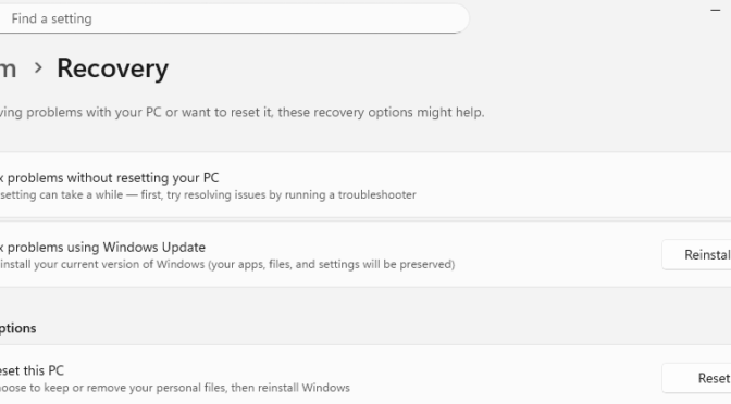 Recent Updates Bork Reset Option