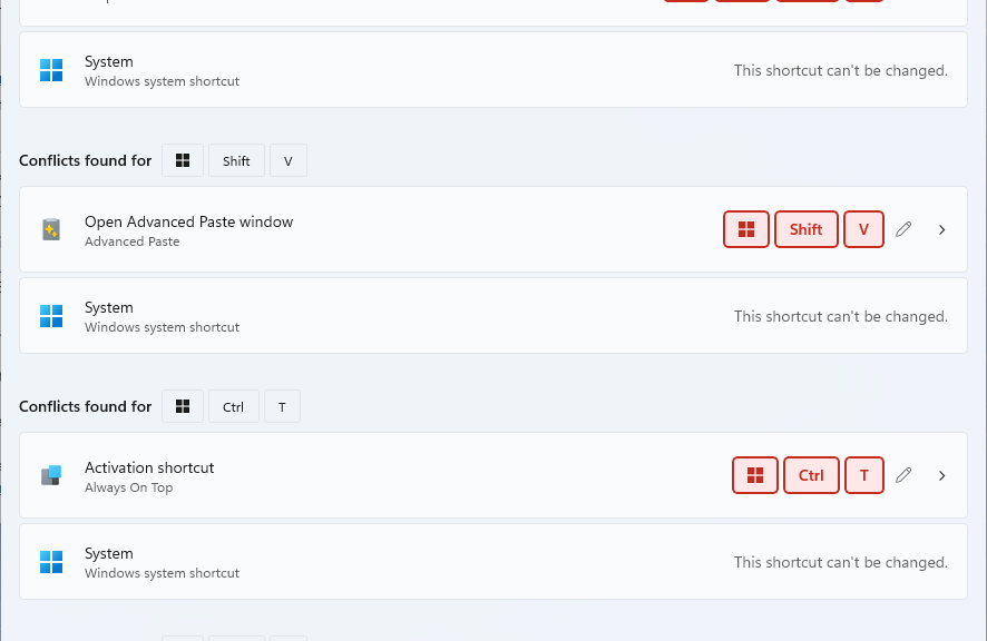 PowerToys v0.94 Reports Shortcut Conflicts
