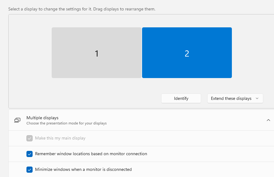 Moving Windows 11 Main Display