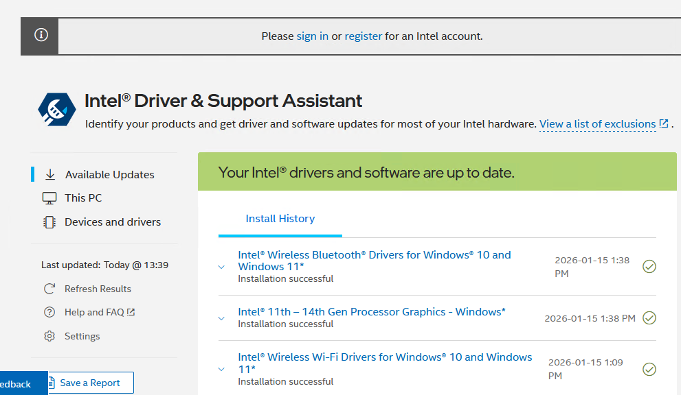 Intel Graphics DSA Update Weirdness