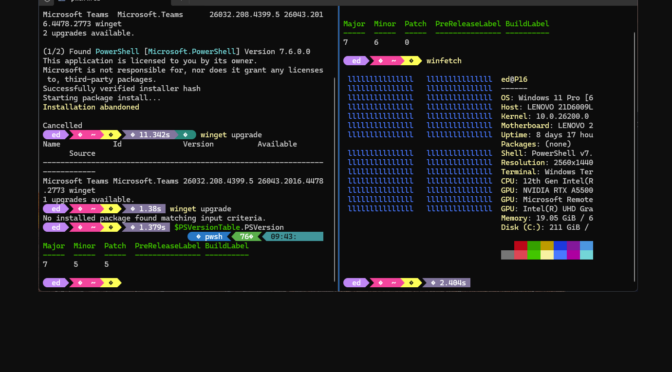PS Version Bump WinTerm Oddity