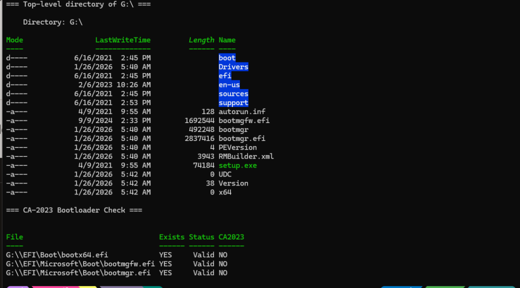 Checking Boot/Recovery Media CA-2023 Status