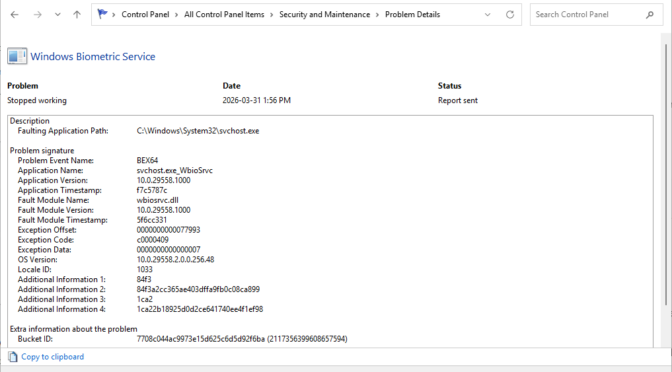 Rolling Back Fingerprint Reader Driver