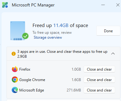 PC Manager Browser Space Is Mostly Volatile