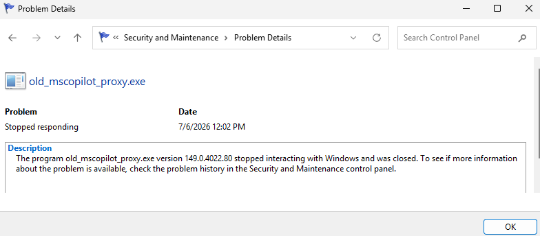 Despite Throwing Error, Old_mscopilot_proxy.exe Is MIA