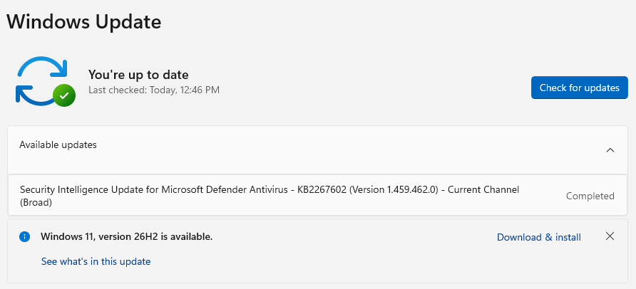 WU Offers Win11 26H2