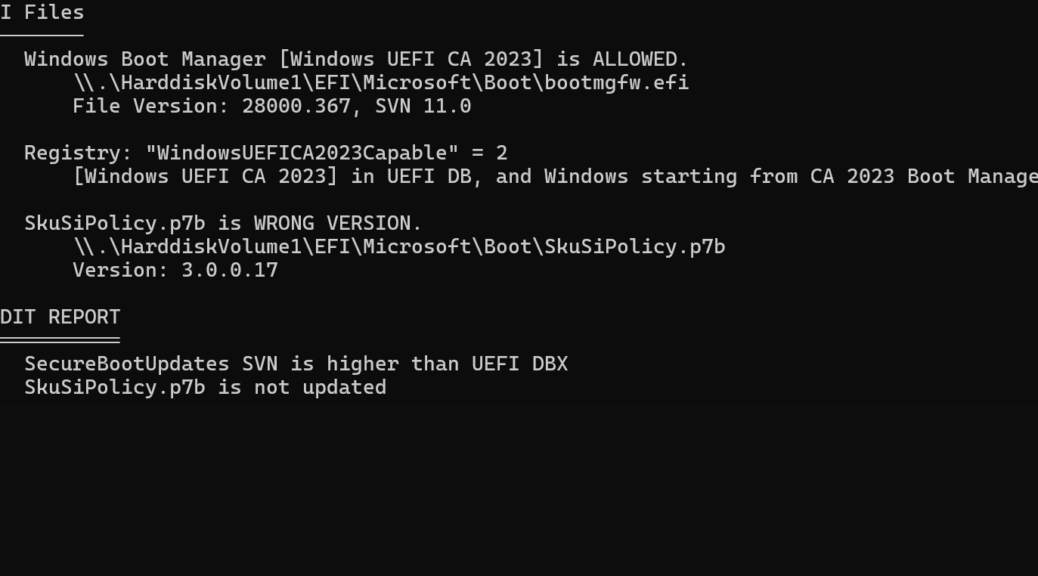 Post Patch Tuesday Secure Boot Check up and Cleanup