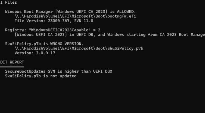 Post Patch Tuesday Secure Boot Check up and Cleanup