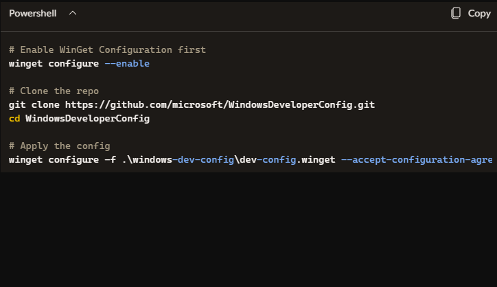 WinGet.Config Drives Developer Config